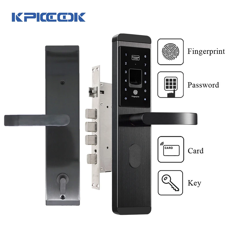 

KPIOCCOK Smart Door Lock Stainless Steel Fingerprint Password Lock IC Card Key Wechat Mechanical Biometric Fingerprint Lock X1