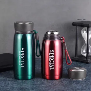 

304 Thermos Cup High-grade Mug Food Grade Stainless Steel Outdoor Leisure Belt Rope Silicone Cover Water Bottle Vacuum Flask