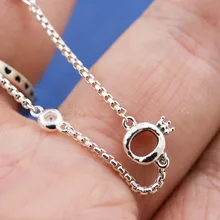 Новинка, Стерлинговое Серебро, 925 пробы, корона, о-образная цепочка, браслет, очаровательный браслет, женский, сделай сам, регулируемый браслет, ювелирное изделие, подарок 598276CZ