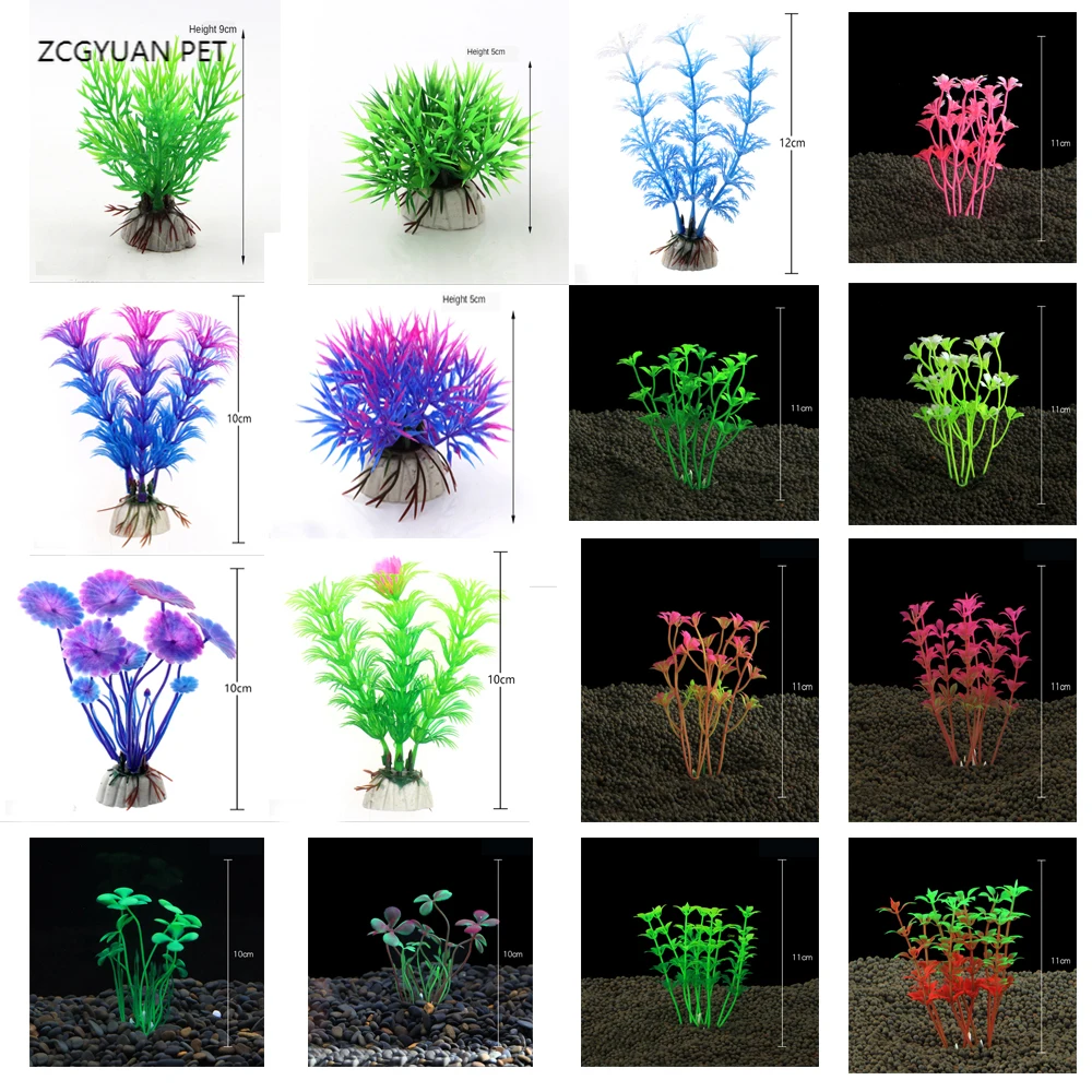 Plantas artificiales de Acuario, decoración de tanque de peces, decoración de césped de agua, adornos de vista, accesorios de decoración para el hogar, 5-12CM