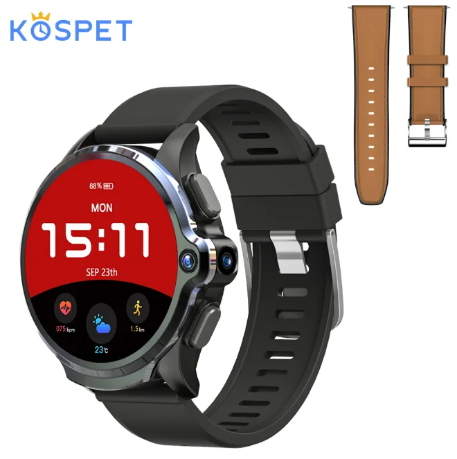 Add Leather strap Смарт-часы KOSPET Prime, 4G, телефон, 3 ГБ, 32 ГБ, 1,6 дюймов, экран, двойная камера, 1260 мА/ч, Android, умные часы, Bluetooth, gps, Face ID Unclok - Цвет: Add Leather strap