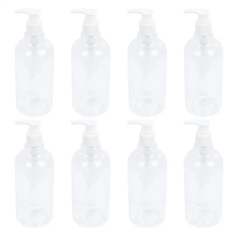 5pcs/8pcs 500ml Refillable Pump Bottles Transparent Shampoo Dispenser Lotion Liquid for Bathroom Kitchen | Дом и сад