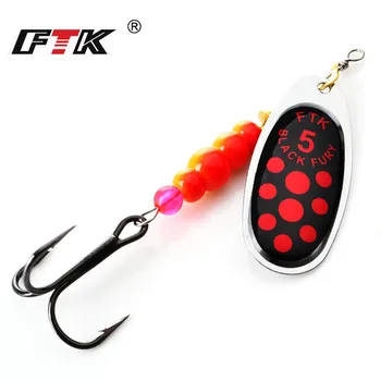 

FTK 1pc Fishing Lure Spinner Bait Size 1-5# 4g/5g/7g/10g/14g Hard Baits With Treble Hooks Hard Spoon Carp Fishing 4 colors
