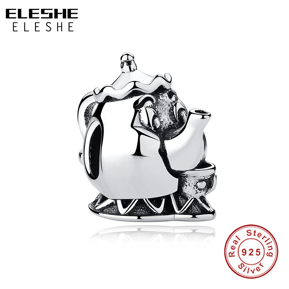 ELESHE 925 Sterling Silver Bead Creative Tea Pot Charm Beads Fit Bracelet Women Diy Bracelets Bangles Jewelry | Украшения и