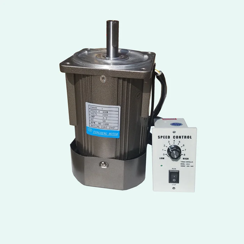 400W 1400RPM 2800RPM Optical Axis High Speed AC Induction Asynchronous Motor, Reversible + Speed Controller