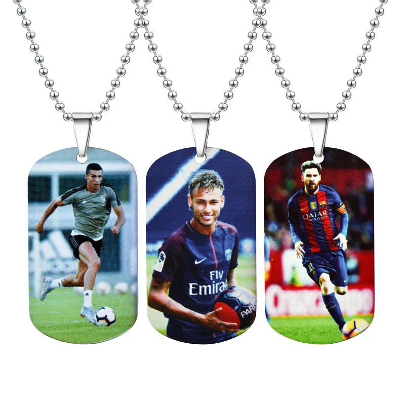 

Graphic Customization Football Star Stainless Steel Necklaces C Laumiere Western Neymar Pendant Keychain World Cup Fans