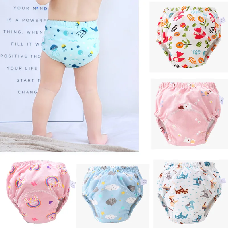 

1PCS Baby Infant Toddler Reusable Cloth Diaper 100% Contton Waterproof Gigital Printed Nappies Training Pants Underwear