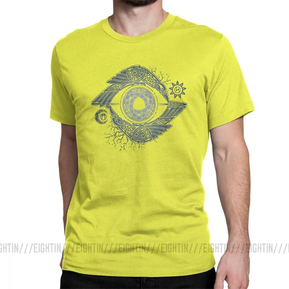 Viking футболка Odin's Eye Valhalla футболки для мужчин короткий рукав Funky Tees O образным вырезом хлопковая одежда размера плюс - Цвет: Цвет: желтый