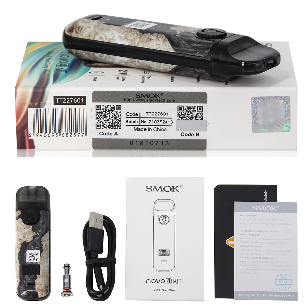 SMOK Kit de cigarettes électroniques NOVO, 4 dosettes, 2ml, 25W