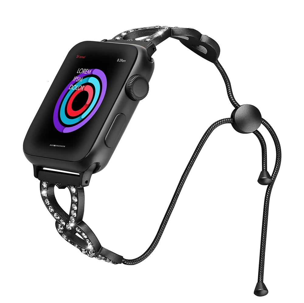 Бриллиантовый браслет из нержавеющей стали для apple watch, ремешок 44 мм, 40 мм, iwatch series 5, 4, 3, 2, сменный Браслет, ремень 38 мм, 42 мм, ремешок