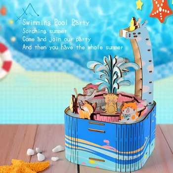 

DIY Music Box Interesting Animal Modeling Home Handmade Festival Gift Birthday Present Wooden Rotating Musicbox Toy
