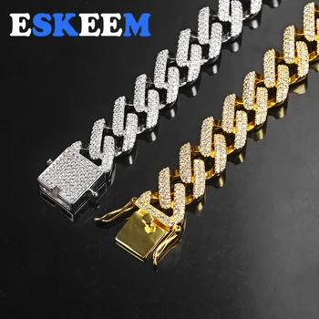 

Free Shipping Eskeem Hiphop Jewelry Prong Setting 2 Row CZ Cuban Link Bracelet for Unisex