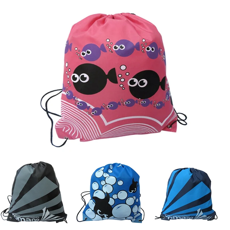 

Waterproof Dustproof gym fish printed drawstring backpack lightweight portable oxford cloth double shoulder strap drawstring bag