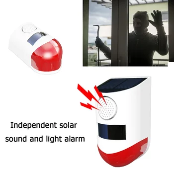 

Solar Alarm Solar Sound Light Alarm Motion Sensor Loud Sound Strobe Alarm IP65 Waterproof 120dB Loud For Home Yard Security