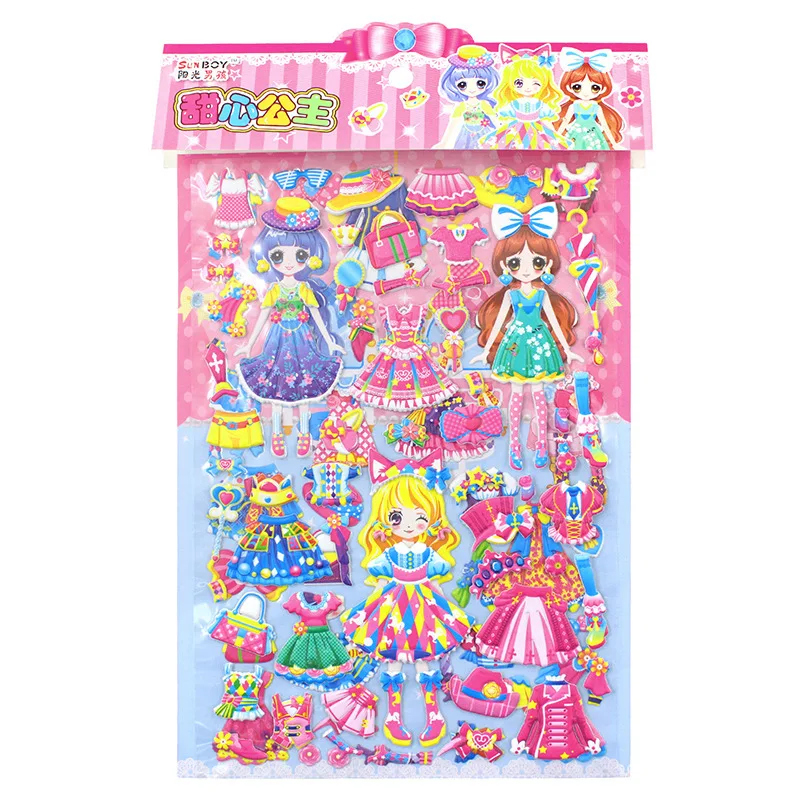 EAKI новые наклейки девушка одеваются наклейки двухслойные костюмы с пузырьковыми наклейками принцесса одеваются Пузырьковые наклейки