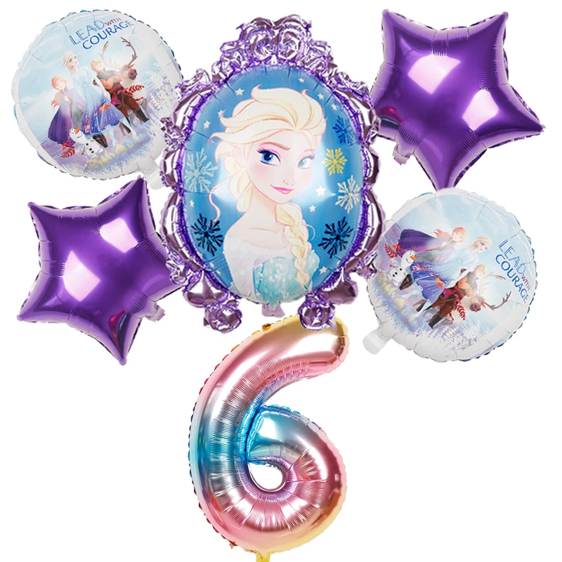 1set 6 шт elsa disney принцессы из мультфильма “Холодное сердце” воздушные шары с гелием 32 дюймов номер Baby shower из фольги globos День Рождения украшения детские игрушки - Цвет: 1set