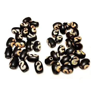 

3pcs/lot Cylindrical Weathered Dragon Pattern Old Agate Beads Tibetan DZI 10*14mm Money Hook Totem Pattern Men&women Jewelry DIY