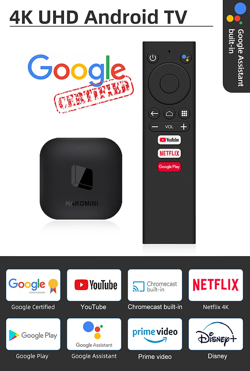 Orijinal Google sertifikası Android TV OS Android TV kutusu HAKOMiNi  Amlogic S905Y2 5G WIFI 4K destek Google yardımcısı Chromecast AliExpress