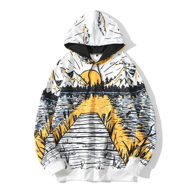 

Autumn and Winter 2020 New Pullover Sweatshirt Men's Graffiti Style Hand-Painted Coat Ins Same Hong Kong Style Retro Couple Same