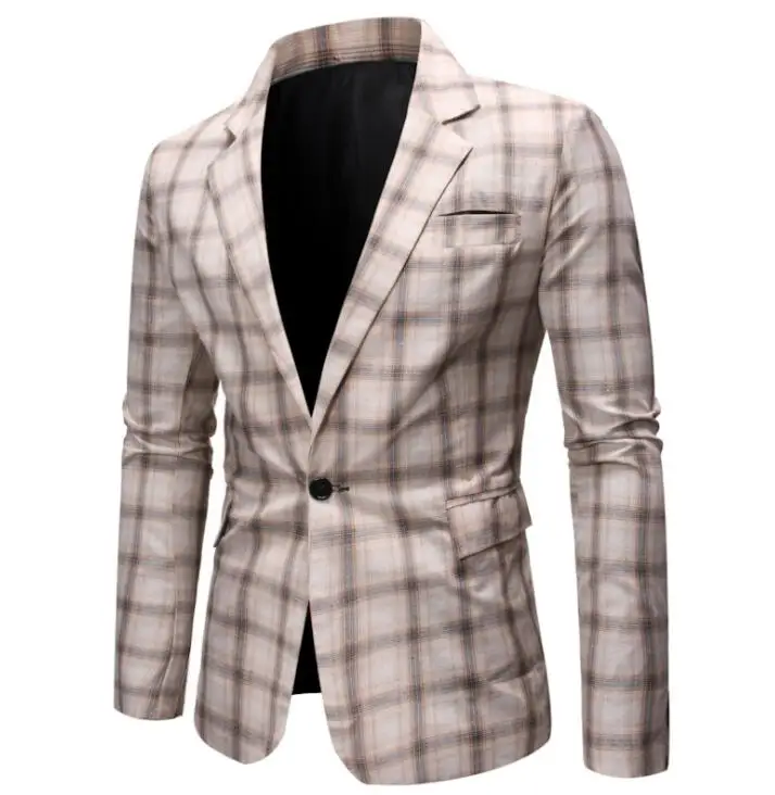Свадебные клетчатые костюмы Мужской Блейзер сезон весна осень masculino slim fit casaco jaqueta
