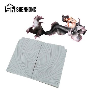 

SHENHONG Mermaid Sugar Craft Wave Fondant Cake Silicone Mold Fish Tail Fin Chocolate Dessert Decorating Mould Bake Accessories
