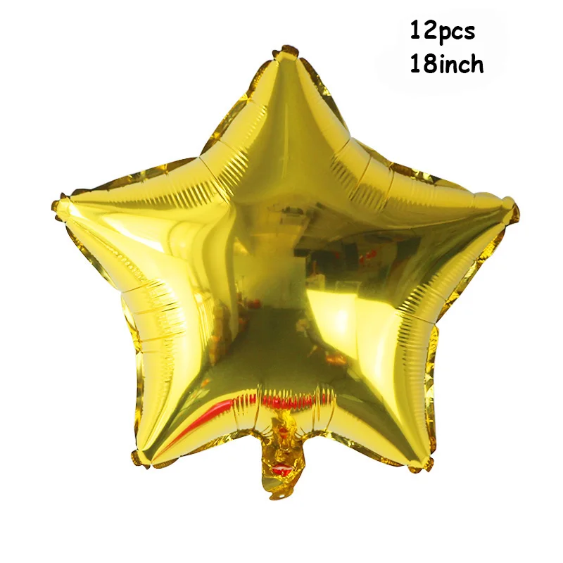 Одноразовые бумажные столовые приборы из золотой фольги для дня рождения, украшения для детей и взрослых, воздушные шары для празднования дня рождения - Цвет: 12pcs 18inch
