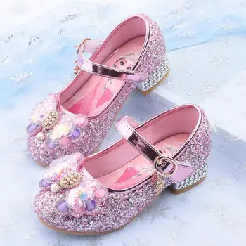 

Disney children's crystal shoes new girls' single shoes Frozen 2 elsa Princess shoes Sophia catwalk show shoes high heels