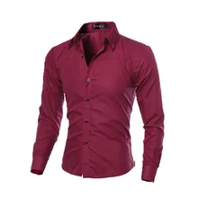 Модные мужские Роскошные повседневные рубашки, приталенные нарядные рубашки с длинным рукавом, топы на пуговицах F3MD