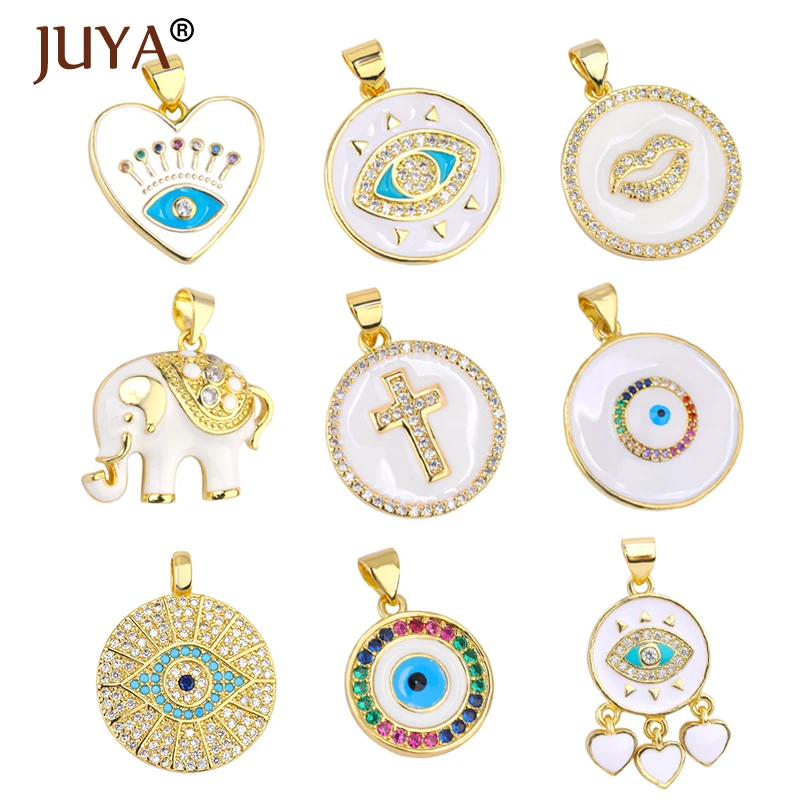 

JUYA Hot Fashion Enamel Charm Pendant For Jewelry Making Luxurious Charms Cross Pendant Evil Eye Pendants Supplies for Jewelry