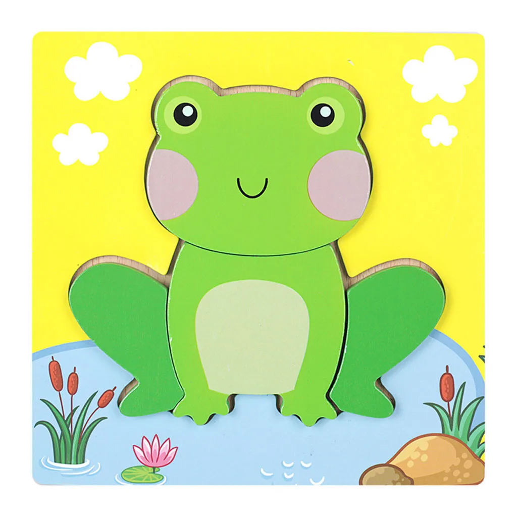 Early Educational Learning Wooden Puzzle Cartoon animal Manually Assemble Toy Games Jigsaw Baby Early funny gadgets #B