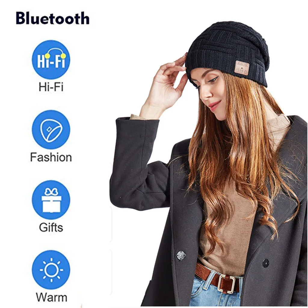 Bluetooth Beanie Hat Music Knit Hat Cap with Speakerphone Stereo Headphone Wireless Headphones Blutooth Earphone Headset