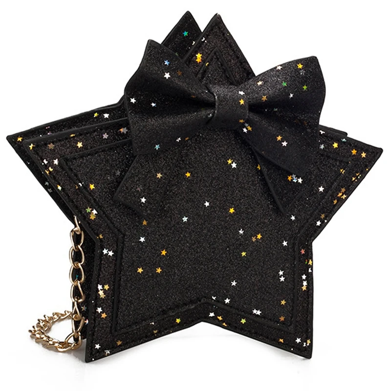 

ABZC-Girl Princess Sequin Coin Wallet Pentagram Cute Little Bow Wallet Fashion Child Crossbody