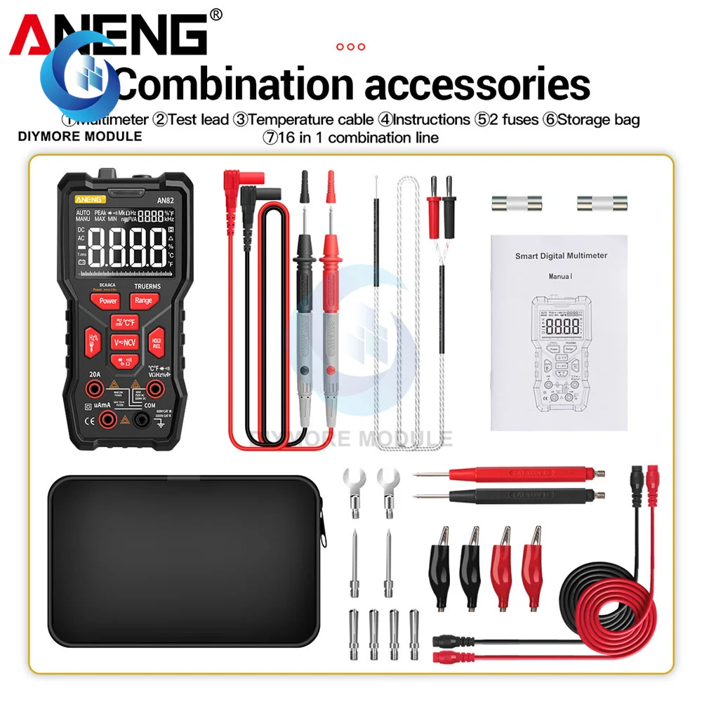 Multimetro Digitale An82 Pro Professionale 9999 Condensatore A Transistor Fai-Da-Te Tester Ncv Multimetro Analogico True Rms