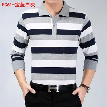 

2019 autumn winter new men polo high quality striped polo shirt fashion casual long sleeves solid polo shirt brand clothing