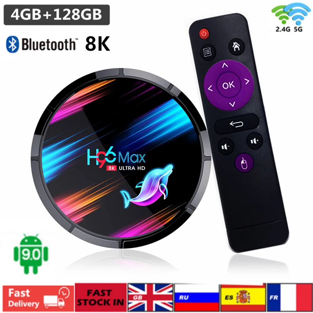 TV Box Android 9.0 Smart TVBOX 4GB RAM 128GB ROM Amlogic S905X3 Quad Core Set Top Box 8K WiFi 1000M BT4.0 Media Player