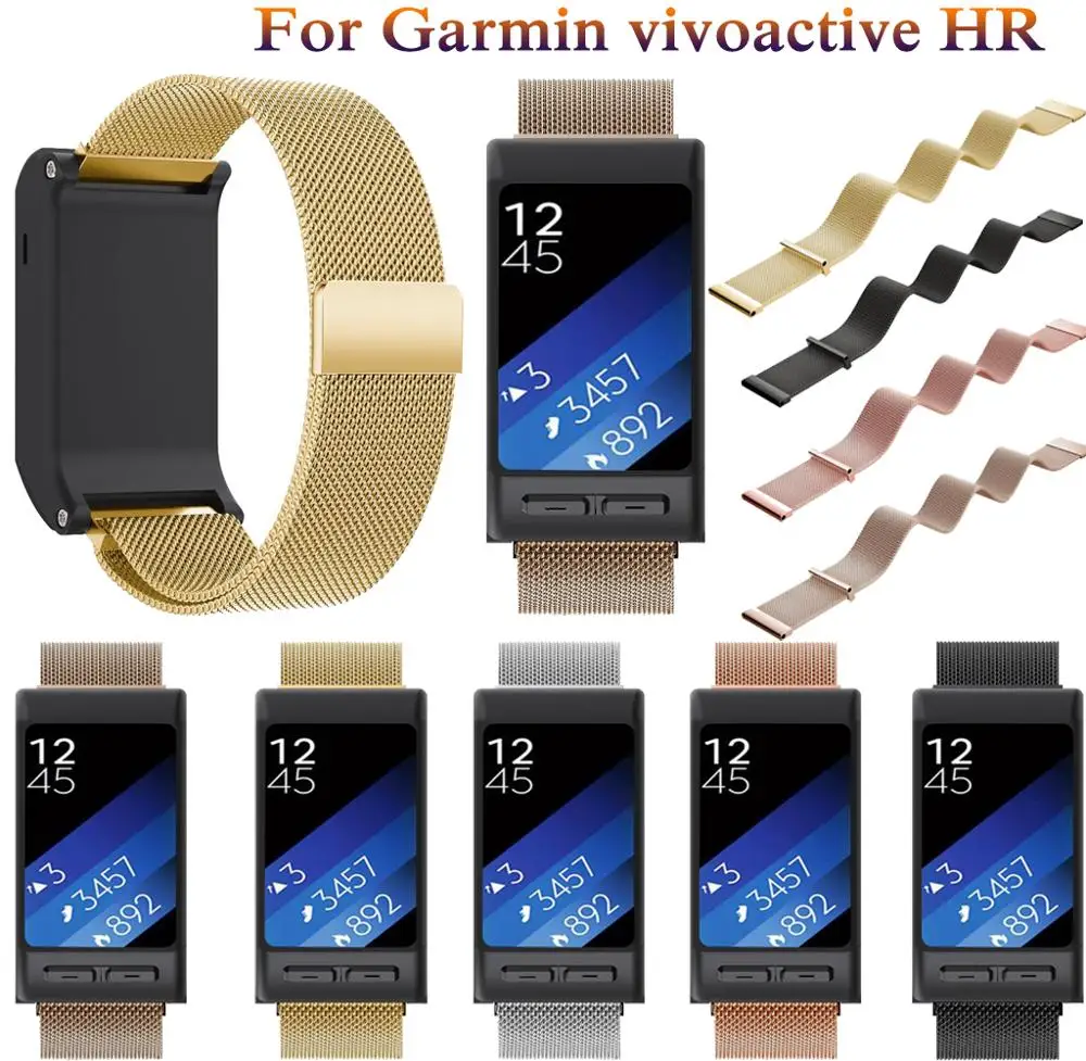 

Fashion Watchband for Garmin vivoactive HR Milanese Magnetic Loop Stainless Steel Band bracelet strap wristband watch banda belt