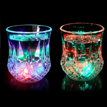 

Glowing Glass Cup Water Activated Light Up Water Coffee Mug for Bar Club Christmas Party Supplies JA55