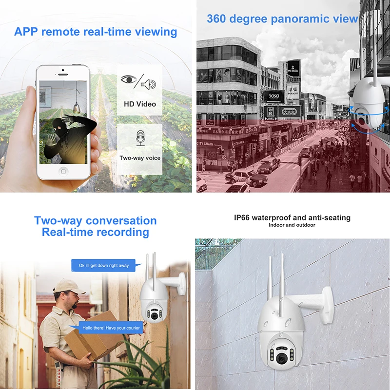 Xiaovv B7 IP Camera 1080P HD PTZ WiFi Dome V380 APP IP66 Waterproof ONVIF Security Surveillance Wireless CCTV Outdoor Camera