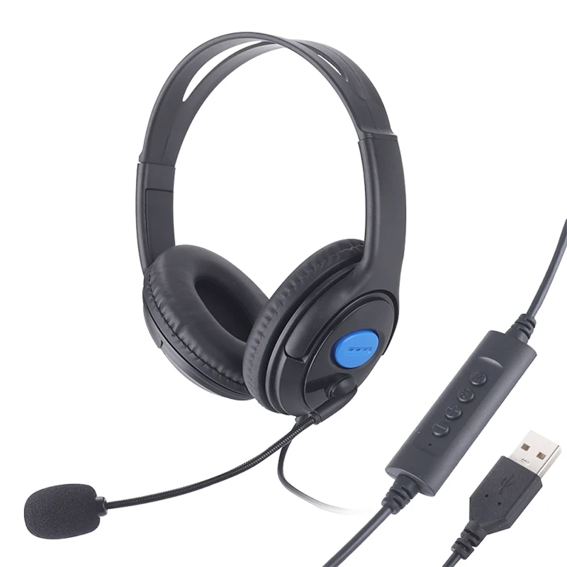 Telephone Traffic Headset USB Wired Noise Cancelling Headset Adjustable Volume E65A