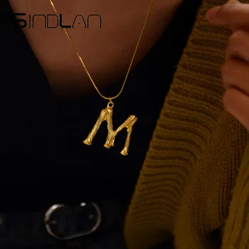 

Sindlan Big Initial Letter Necklace Gold Neck Chain Long Pendant Statement Necklaces Boho Capital Letters Necklace for Women