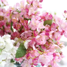 5 шт. сливы вишни искусственные шелковые цветы Флорес Сакура ветви деревьев домашний стол Декор для гостиной Свадебные украшения