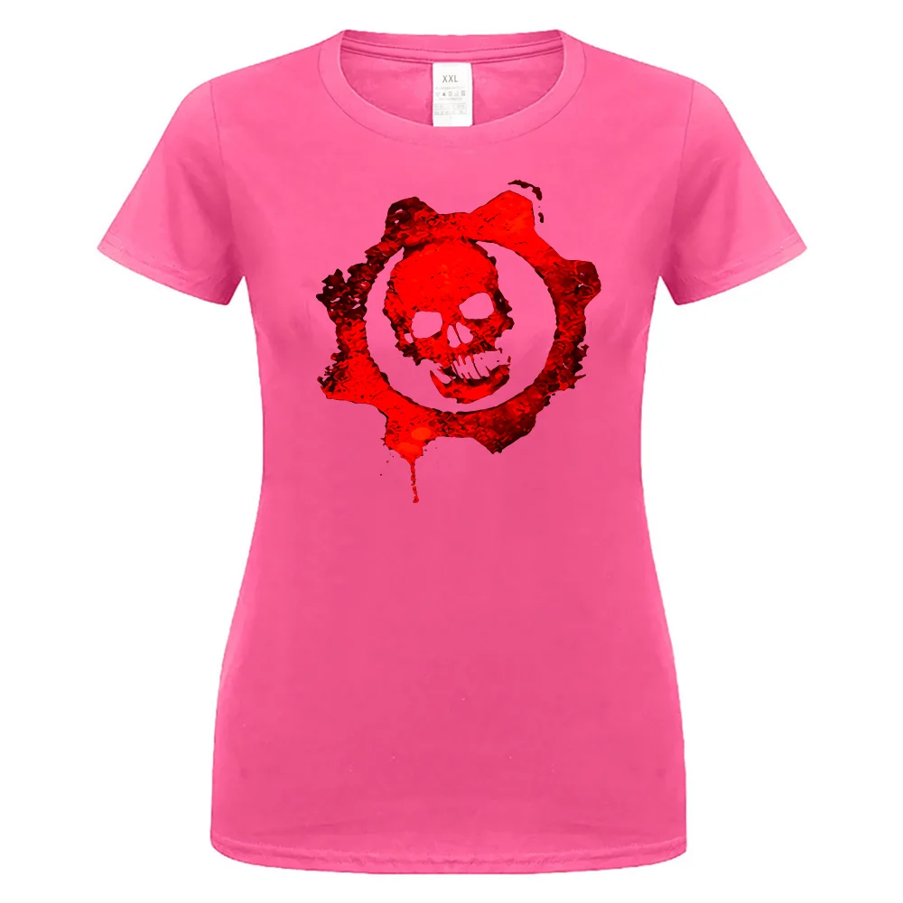 women pink Мужская винтажная футболка с логотипом Gears Of War, цвет: красный, черный, темно-синий, короткие мужские и женские топы в стиле Харадзюку, модная Классическая футболка - Цвет: women pink
