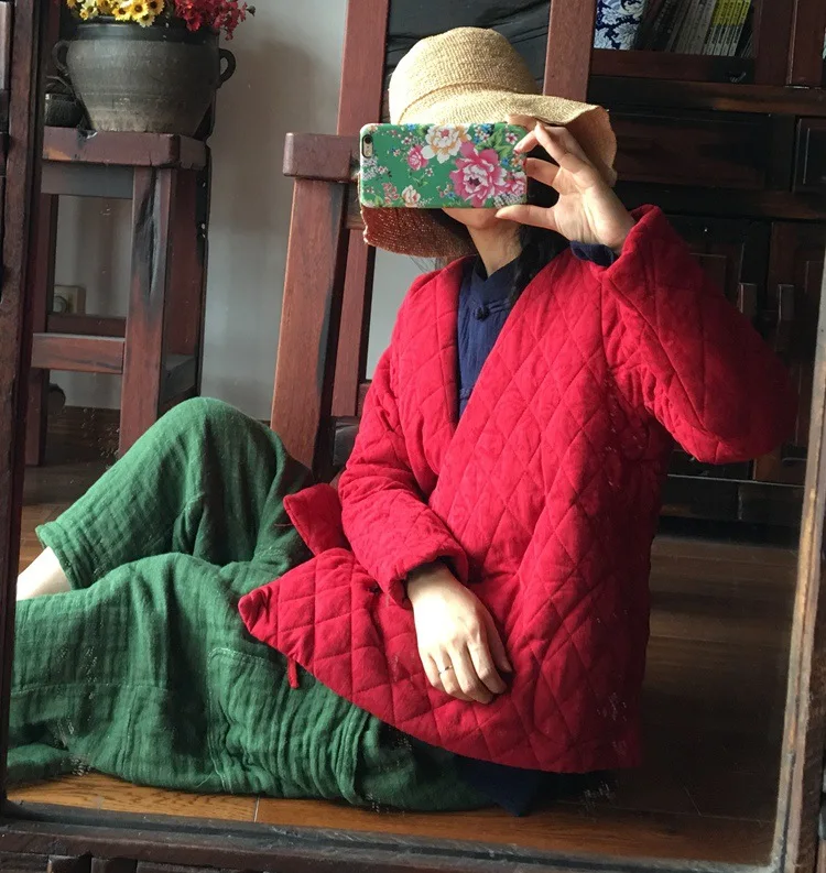 

Special Offer luo gu ni Origional New Chinese Style Improved Xie Jin Retro Lace-up Cotton Overcoat 12661