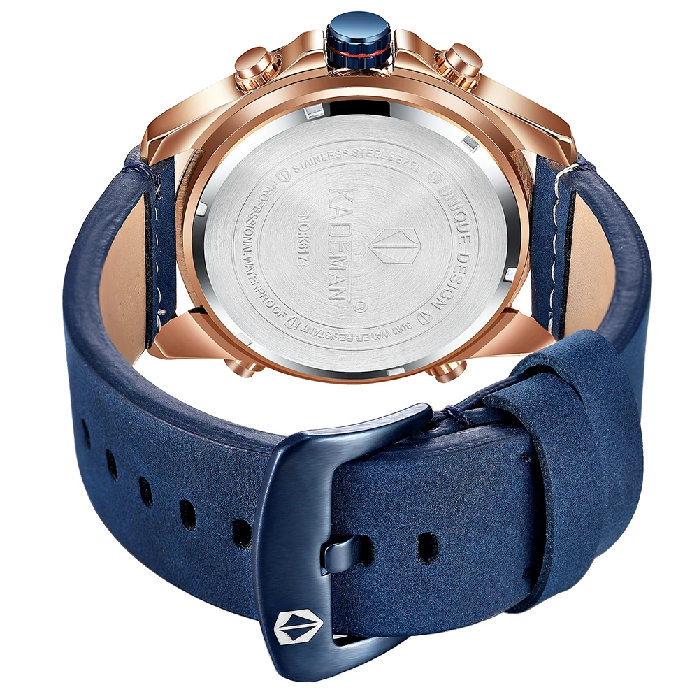 Cena Oryginalny zegarek męski KADEMAN nowa seria Tech luksusowy sportowy zegarek 3ATM wyświetlacz LCD zegarek na co dzień zegarek ze skórzanym paskiem Relogio Masculino