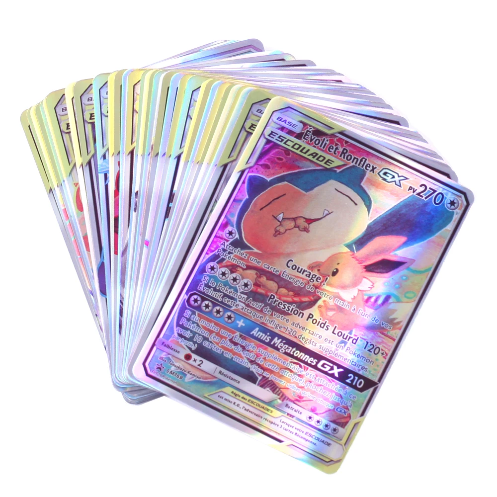Tarjetas de Pokemon Vmax, versión francesa, con GX Tag Team Ex Mega Shiny