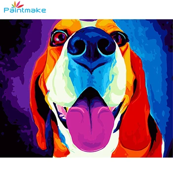 

Paintmake Animal DIY Painting By Numbers Drawing Kits color Dog Oil Painting On Canvas For Home Room Decor Art Picture