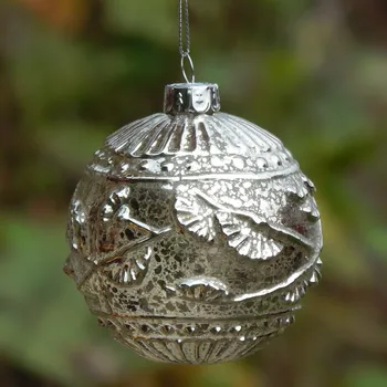 

Christmas ornament old silver christmas glass ball glass crafts hanging ball