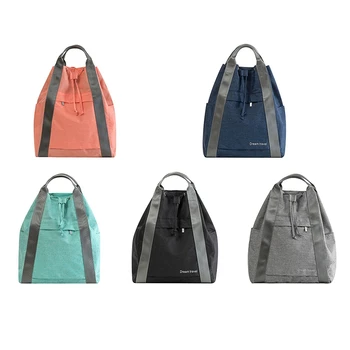 

Solid Color European Style Travel Backpack Drawstring Lightweight Polyester Large Capacity Travel Backpack