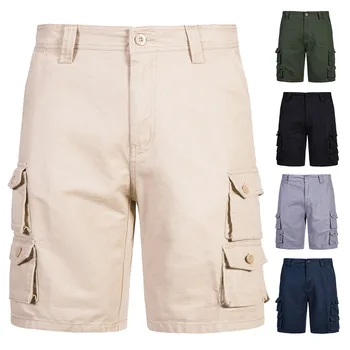 

YK051 Summer New Cotton Tooling Shorts Men's Multi-Pockets Straight Casual Hot Pants Sweatpants