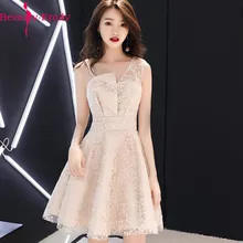 Сексуальное короткое платье с v-образным вырезом без рукавов с тяжелой аппликацией, платье для выпускного вечера, модное платье с молнией сзади до колена, платье для выпускного вечера, 3 цвета